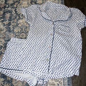 Roller Rabbit Blue Hearts Pajama Set